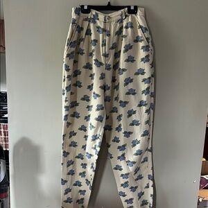 Vintage Floral High-Waisted Pants